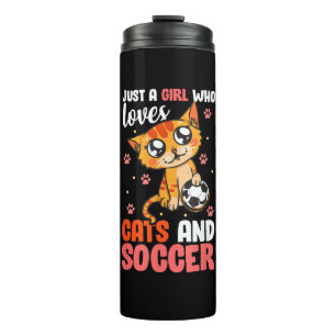 Garrafa Térmica Só Uma Menina Que Ama Gatos E Gatinho De Futebol