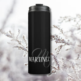 Garrafa Térmica Sobrenome Personalizado Elegante Preto | Nome