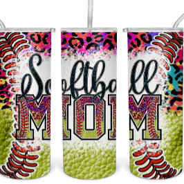 Garrafa Térmica Softball Mãe Rainbow Leopard Tumbler Sports MAMA