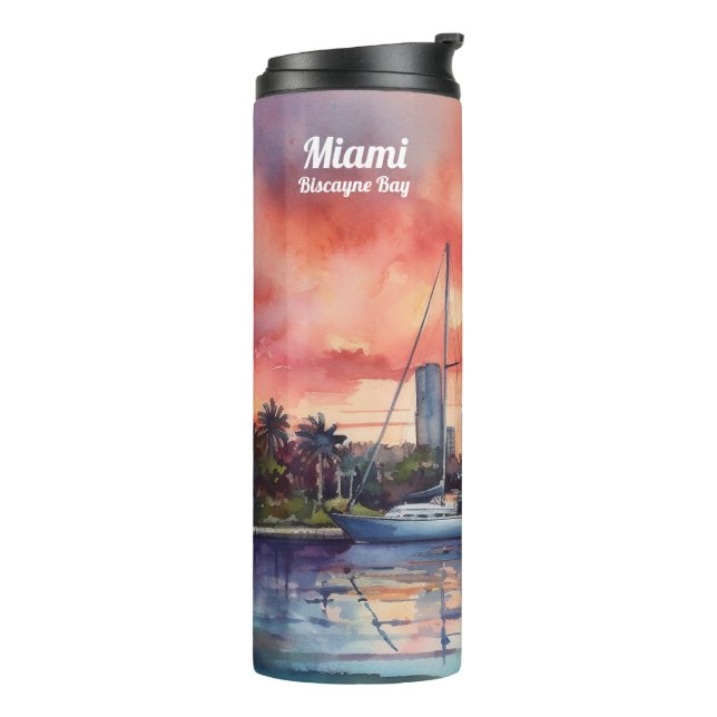 Garrafa Térmica Sol de aquarela sobre Miami, no Golfo de Biscaia (Giro à esquerda)