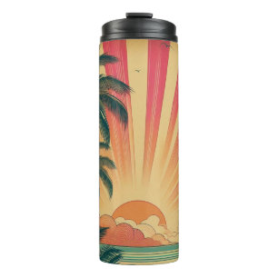 Garrafa Térmica Sol retrô/vintage tropical/havaiano