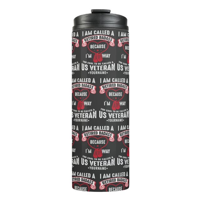 Garrafa Térmica Soldado Aposentado de Humor Veterano dos EUA (Frente)