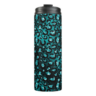 Garrafa Térmica Sombreado Verde-azulado & Manchas de Leopardo em B