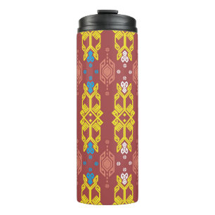 Garrafa Térmica Songket Tenun Geometrik Padrão sem costura com Cr
