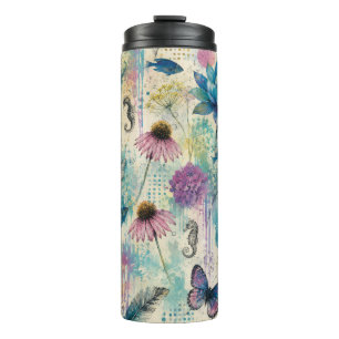 Garrafa Térmica Sonho Aquático Floral Vibrante