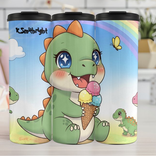 Garrafa Térmica Sorvete de Dinossauro Bebê Fofo (Criador carregado)