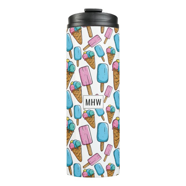 Garrafa Térmica Sorvete Padrão monograma personalizado tumbler (Frente)