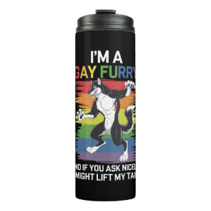 Garrafa Térmica Sou uma Raposa Furry Gay Arco-íris Orgulho LGBTQ