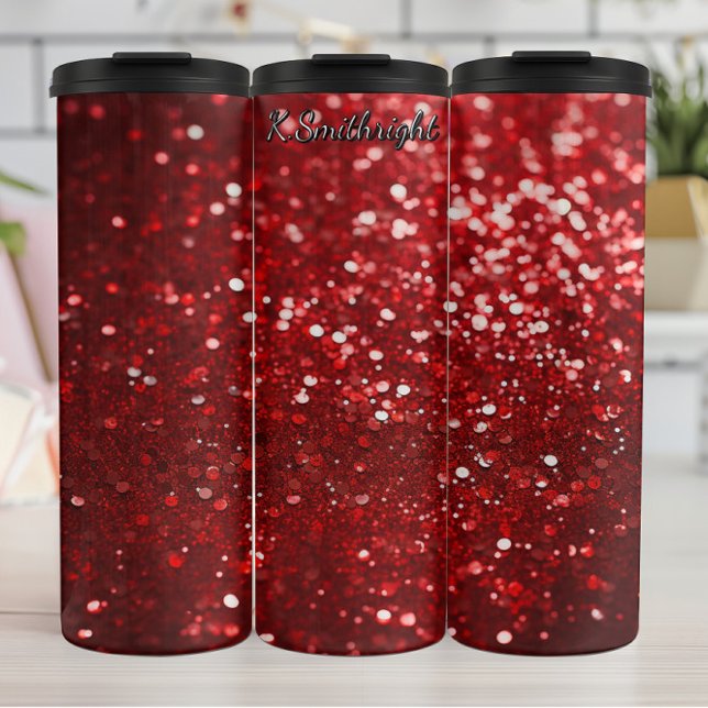 Garrafa Térmica Sparkling Red Christmas Glitter (Criador carregado)