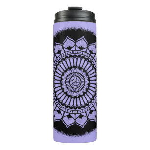 Garrafa Térmica Spirals Dots Flores Lavanda Black Henna Mandala