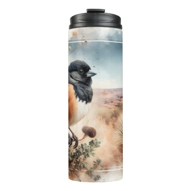 Garrafa Térmica Spont Towhere Songbird Watercolor Nature Tumbler (Frente)