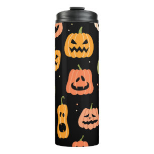 Garrafa Térmica Spooky Elegance: Arte de Abóbora do Halloween
