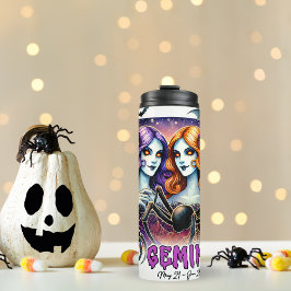 Garrafa Térmica Spooky Gemini Zodiac Halloween Presente de Anivers