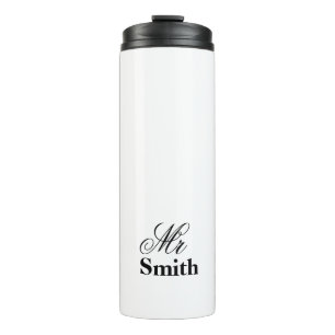 Garrafa Térmica Sr. Smith Nome Branco Preto do texto de
