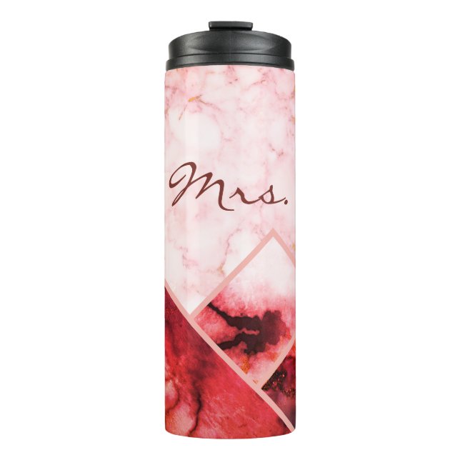 Garrafa Térmica Sra. Pink Montanhas de Mármore Bloco Personalizado (Frente)