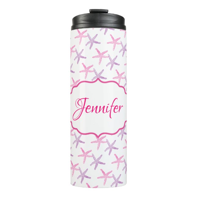 Garrafa Térmica Starfish rosa e roxo personalizado (Frente)
