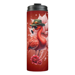 Garrafa Térmica Steampunk Flamingo - Trabalho de arte Digital Fant