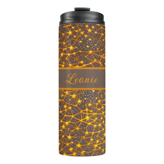Garrafa Térmica Sternenhimmel Orange braun gelb Muster (Frente)