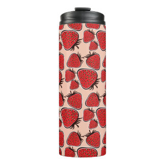 Garrafa Térmica Strawberry Delight: Charme de Padrão Vintage.