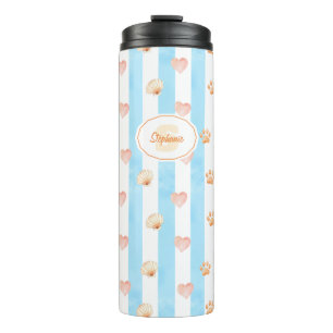 Garrafa Térmica Stripe Azul e Branco - Corações, Impressão de Vaca