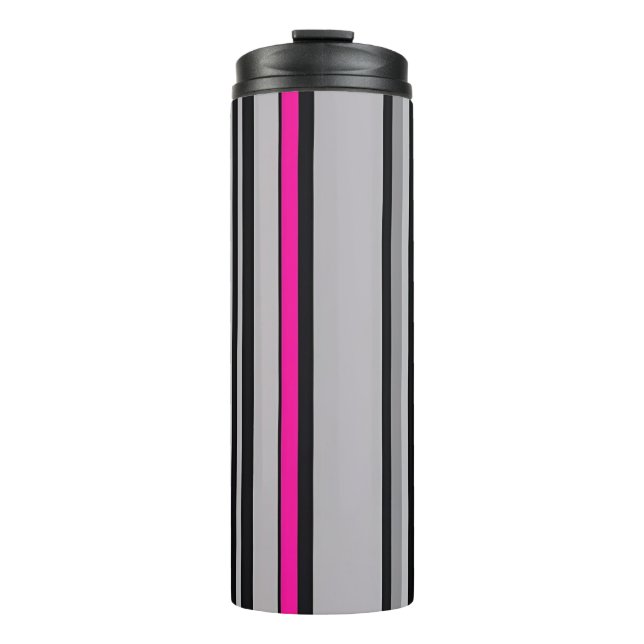 Garrafa Térmica Striped Black Pink and Grey Thermal Tumbler (Frente)