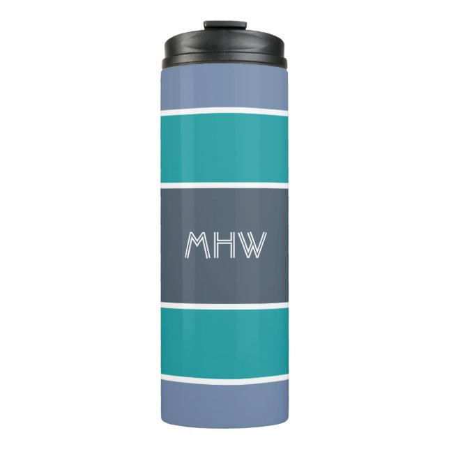 Garrafa Térmica Stripes Tumbler de monograma personalizado padrão (Frente)