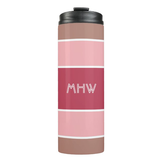 Garrafa Térmica Stripes Tumbler de monograma personalizado padrão (Frente)
