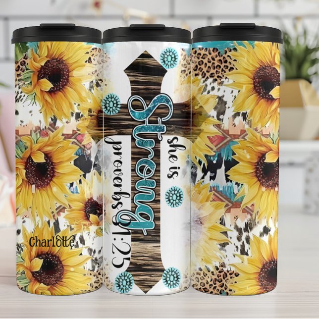 Garrafa Térmica Strong Cross: Proverbs 31:25 (Criador carregado)