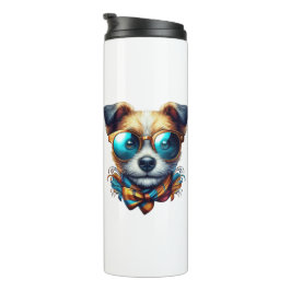 Garrafa Térmica Stylish Dog With Glasses Colorful Modern Pet Art