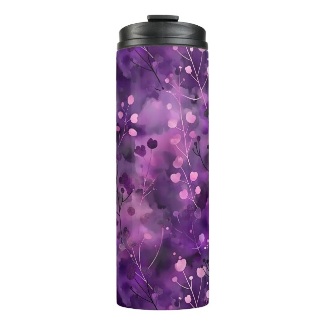 Garrafa Térmica Stylish purple pink abstract floral pattern (Frente)
