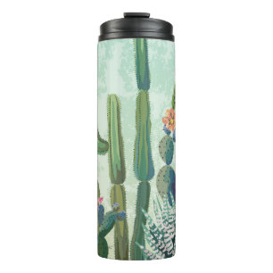 Garrafa Térmica Suculentes Bonitos: Padrão Vintage Cactus