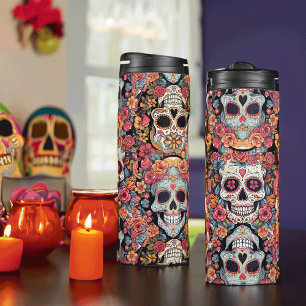 Garrafa Térmica Sugar Skull Dia de Los Muertos