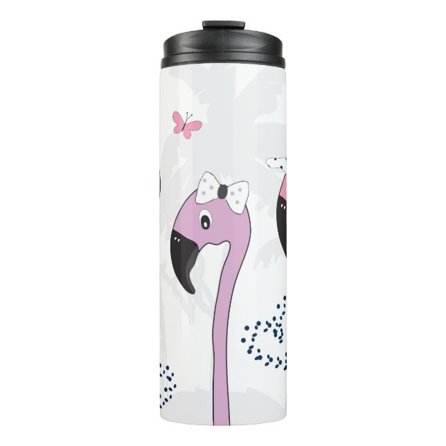 Garrafa Térmica Summer Flamingo: Ilustração da Pratage. (Frente)