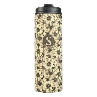 Garrafa Térmica Sunflower Vintage Charm Sepia Tone Thermal Tumbler