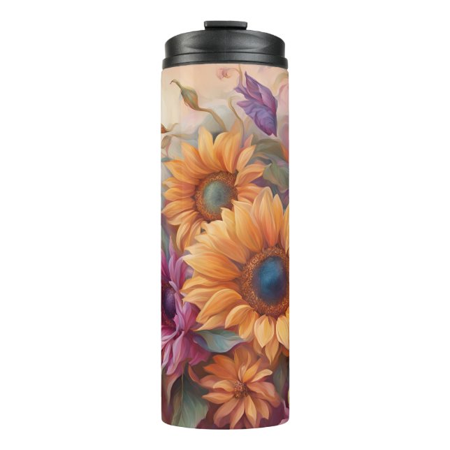Garrafa Térmica Sunflowers Pink and Yellow Thermal Tumbler (Frente)