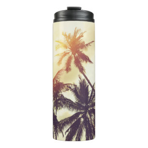 Garrafa Térmica Sunset tropical: Palm Silhouette Vintage