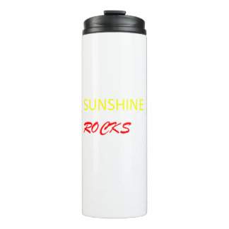 Garrafa Térmica "Sunshine Rocks" Frase com Letras Amarelas e Verme