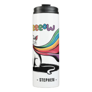 Garrafa Térmica Super Cat Meeow - Rainbow Cape Pride Cat