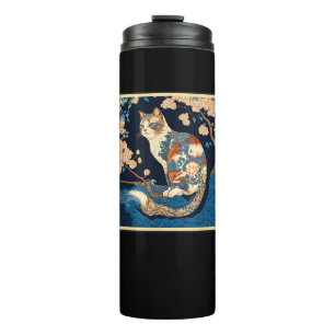 Garrafa Térmica Surrealismo japonês Pintura Neva Mascarada cat