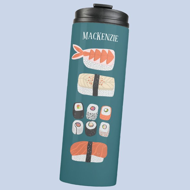 Garrafa Térmica Sushi Personalizado (Personalized custom name Japanese sushi thermal tumbler)