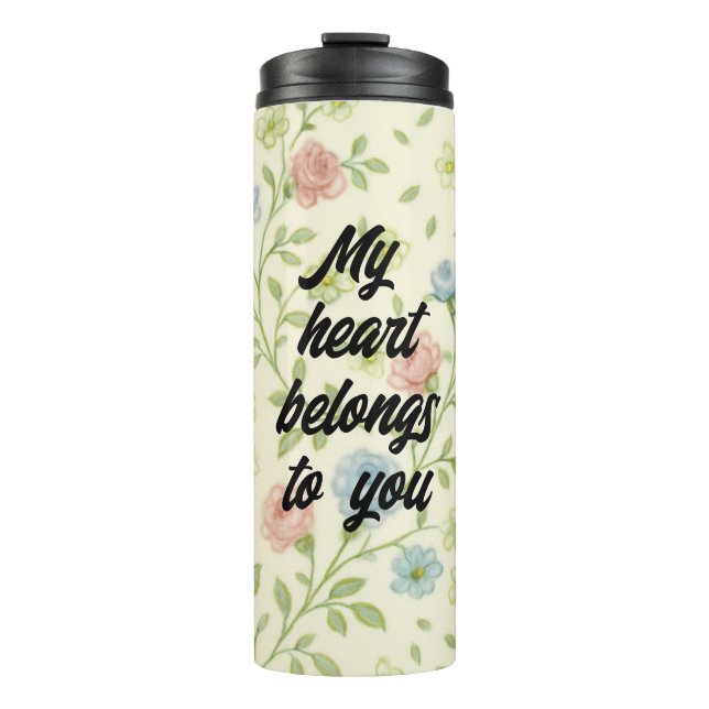 Garrafa Térmica Sweet Roses & Clover Seamless Pattern - Gentle Flo (Frente)