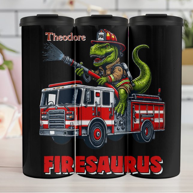 Garrafa Térmica T-Rex Firefighter Design (Criador carregado)