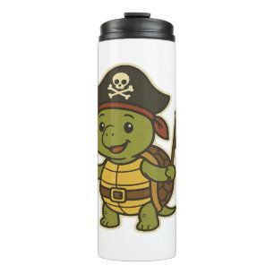 Garrafa Térmica T-shirt Clássico Tartaruga Pirata Adorável