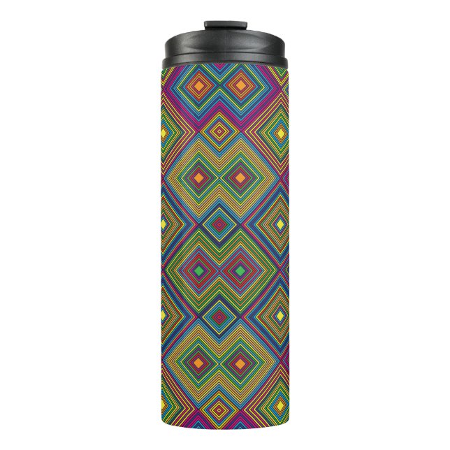 Garrafa Térmica Tall travel mug with a vibrant geometric pattern  (Frente)