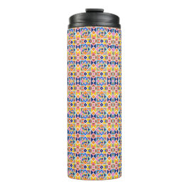 Garrafa Térmica Tall tumbler with a vibrant, geometric pattern