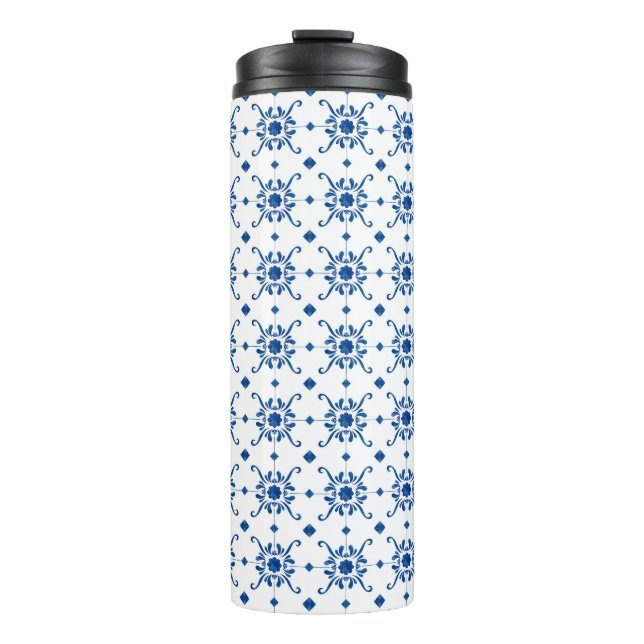 Garrafa Térmica Tall, white travel mug with a black lid (Frente)