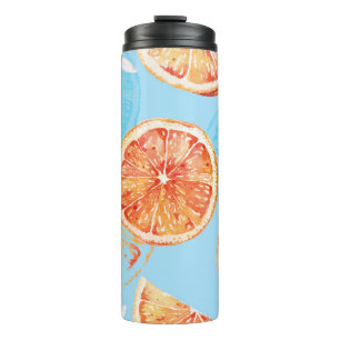 Garrafa Térmica Tangerinas Aquarela: Tecido Azul Luxúrico