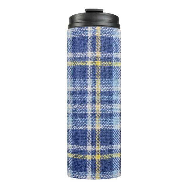 Garrafa Térmica Tartan Amarelo Azul: Xadrez Moda (Frente)