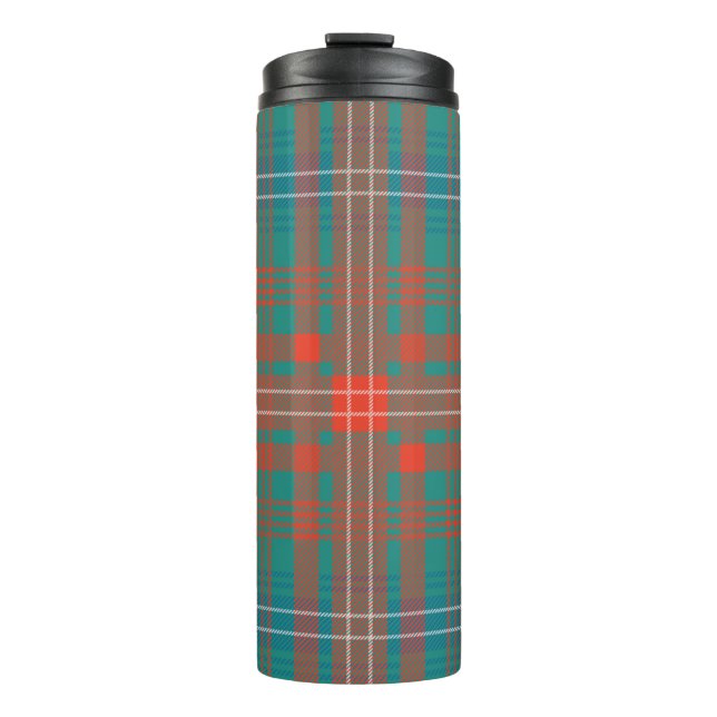 Garrafa Térmica Tartan Clan Wilson Xadrez Orange Turquoise Check (Frente)