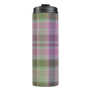 Garrafa Térmica Tartan clássico verde lilac.